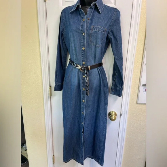 white christmas dresses Vintage Cargo Style Denim Dress